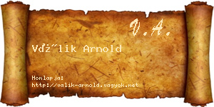 Válik Arnold névjegykártya