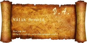 Válik Arnold névjegykártya