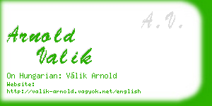 arnold valik business card